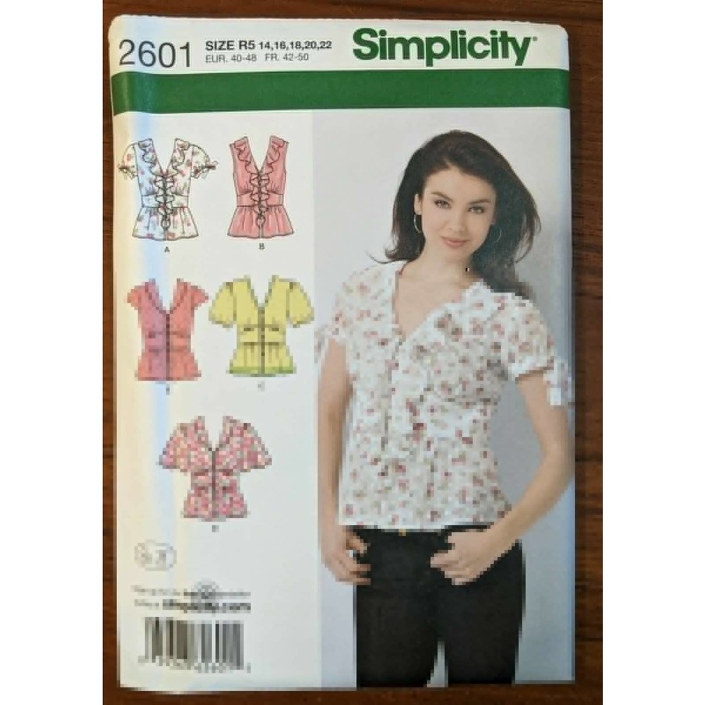 Simplicity 2601 Misses' Blouse with Collar and Sleeve Variations Sizes 14-22